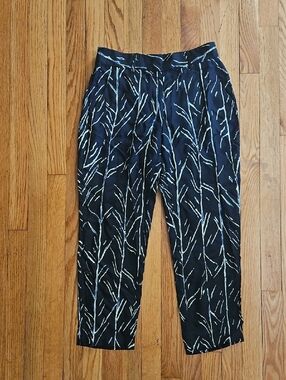 Proenza Schouler Navy Pants with Cream and Blue Print